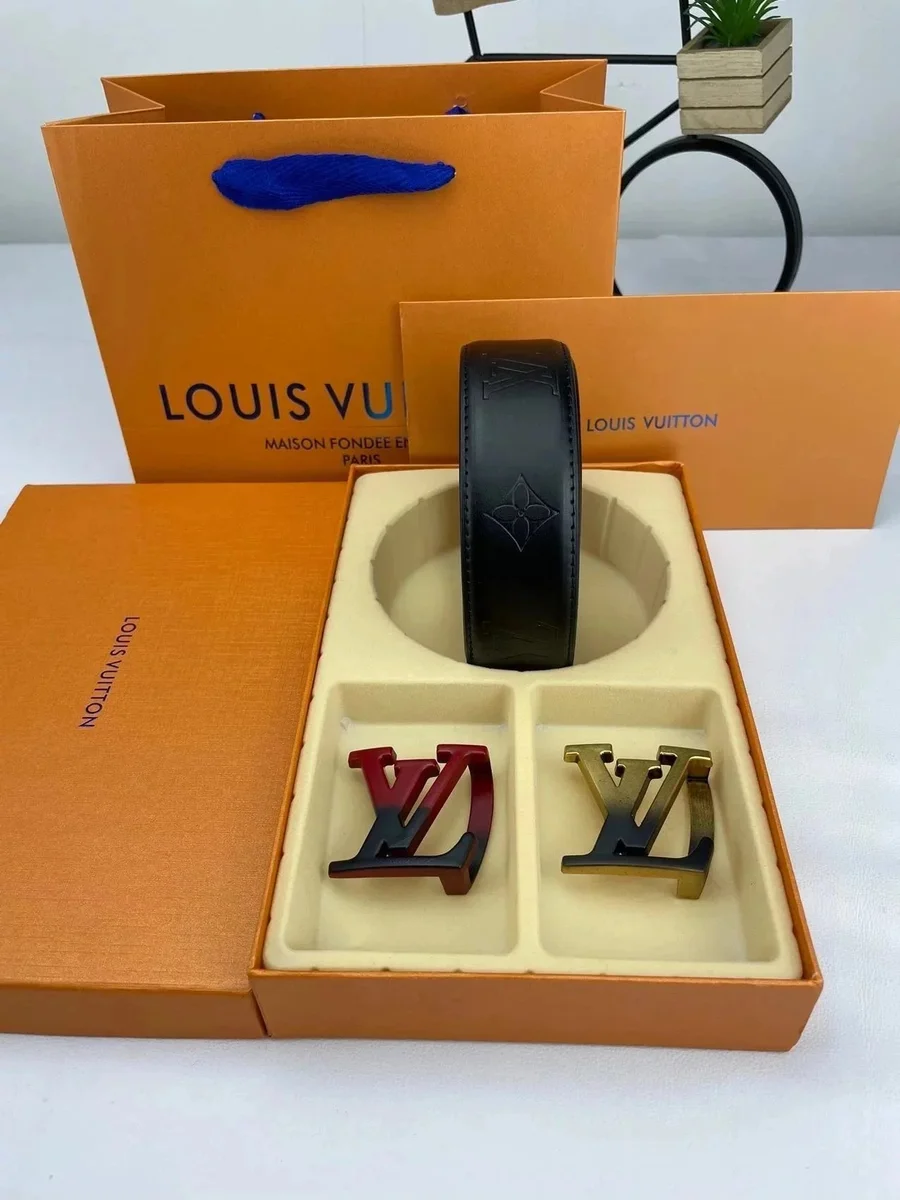 Louis Vuitton Monogram Belt Black Leather Belt