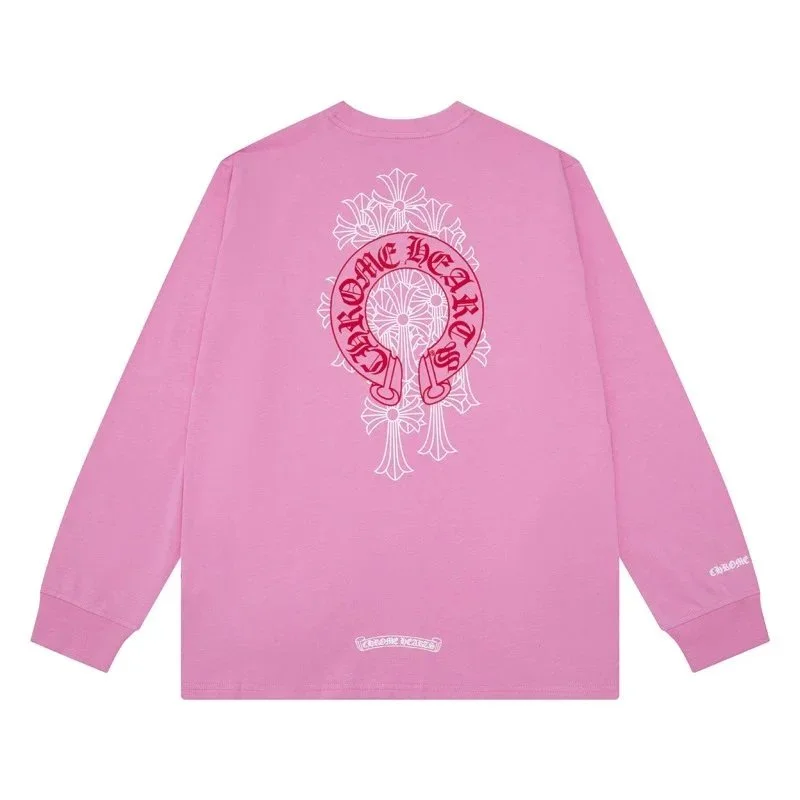 Chrome Hearts Pink CH Cross Long Sleeve T-Shirt