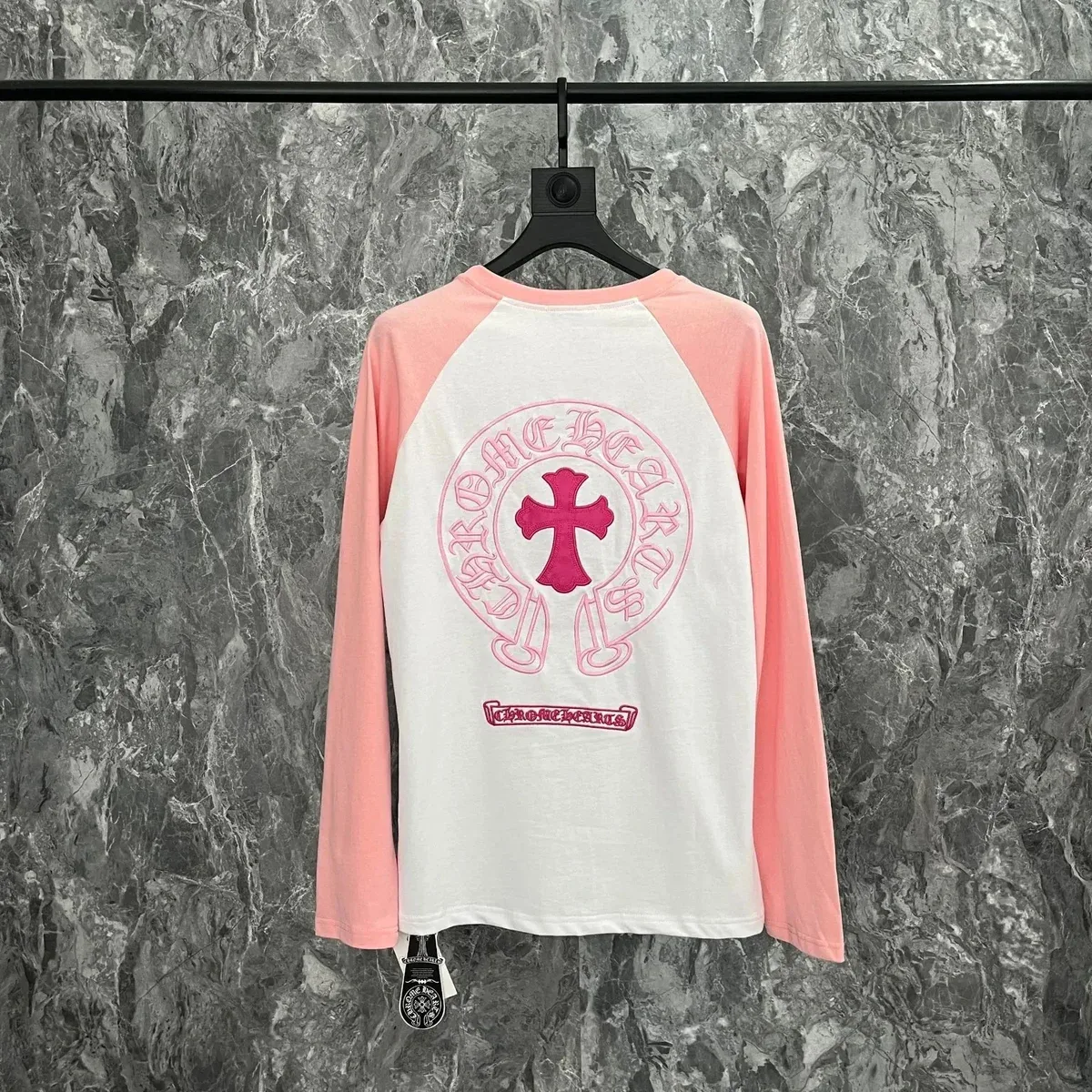 Chrome Hearts CH Cross Pink & White T-Shirt