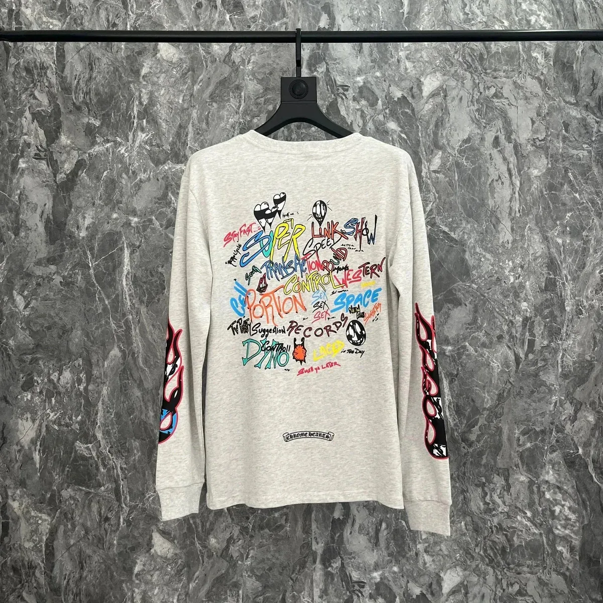 Chrome Hearts Graffiti Print Long Sleeve T-Shirt