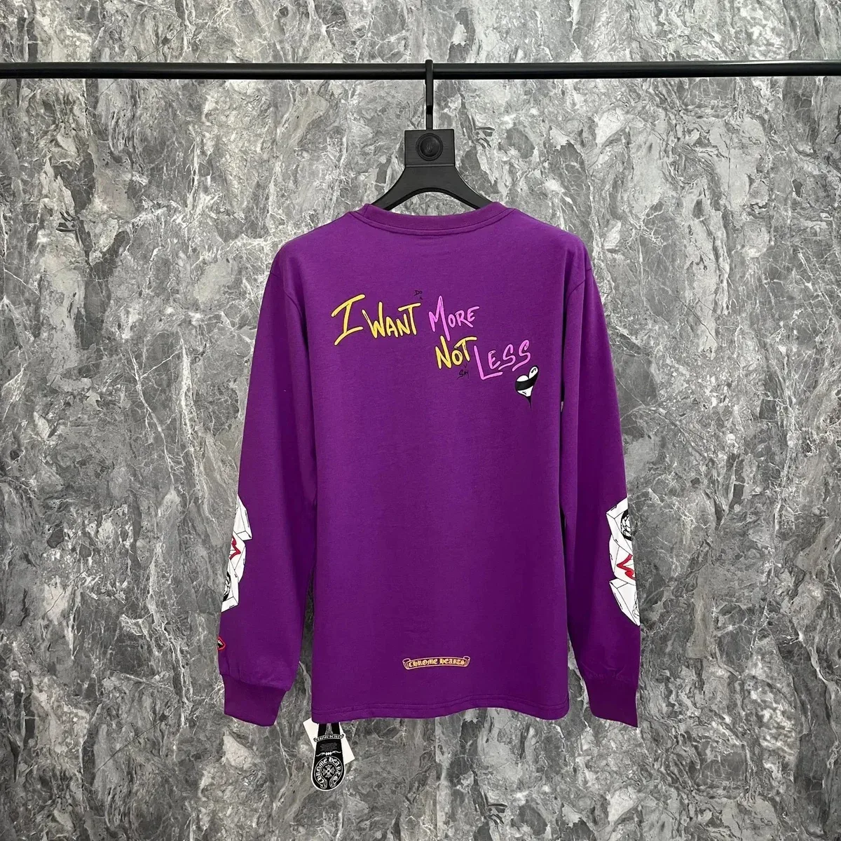 Chrome Hearts Purple 'I WANT MORE NOT LESS' Long Sleeve T-Shirt