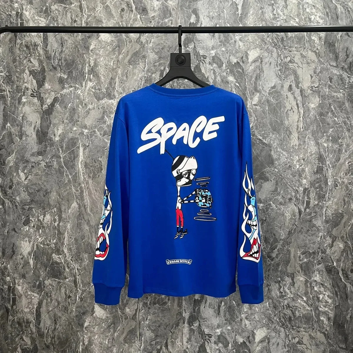 Chrome Hearts Space Print Long Sleeve T-Shirt Blue