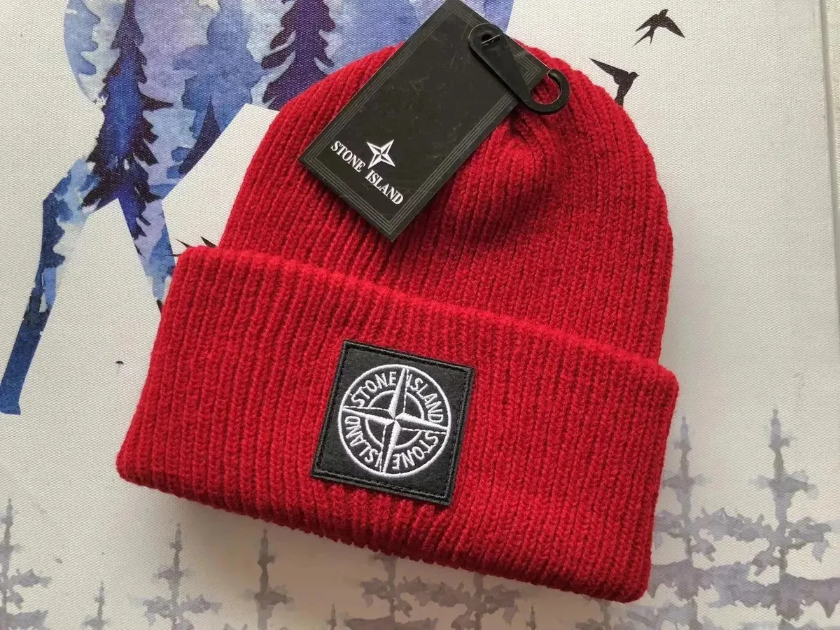 Stone Island Red Solid Beanie Hat