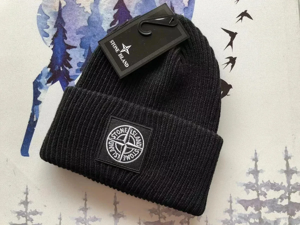 Stone Island Black Beanie Hat