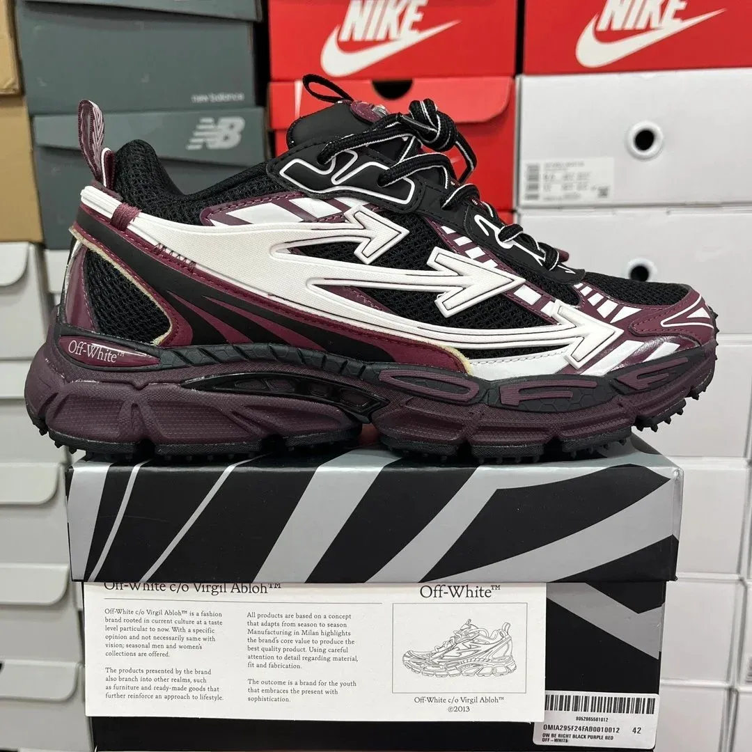 Off-White OW100 Virgil Abloh White Burgundy Sneakers