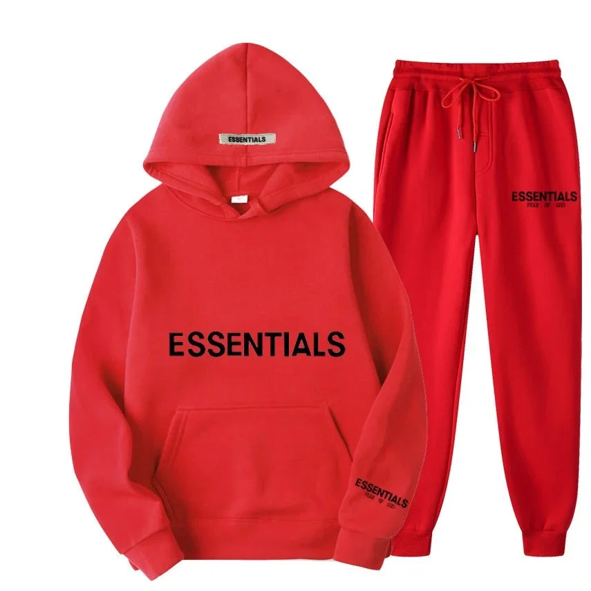 Essentials Red Hoodie & Pants Set