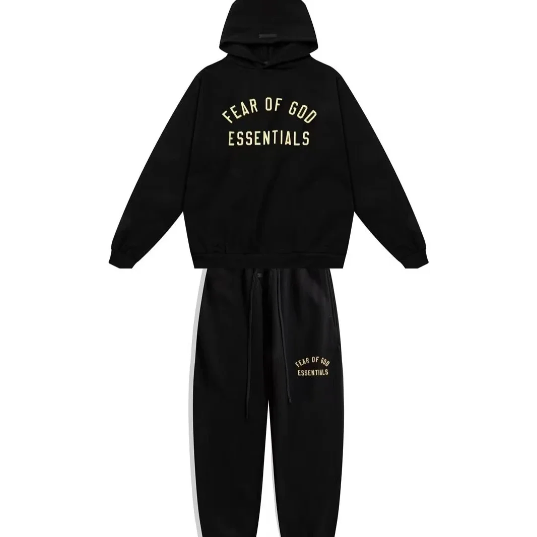 Fear of God Essentials Black Hoodie & Pants Set