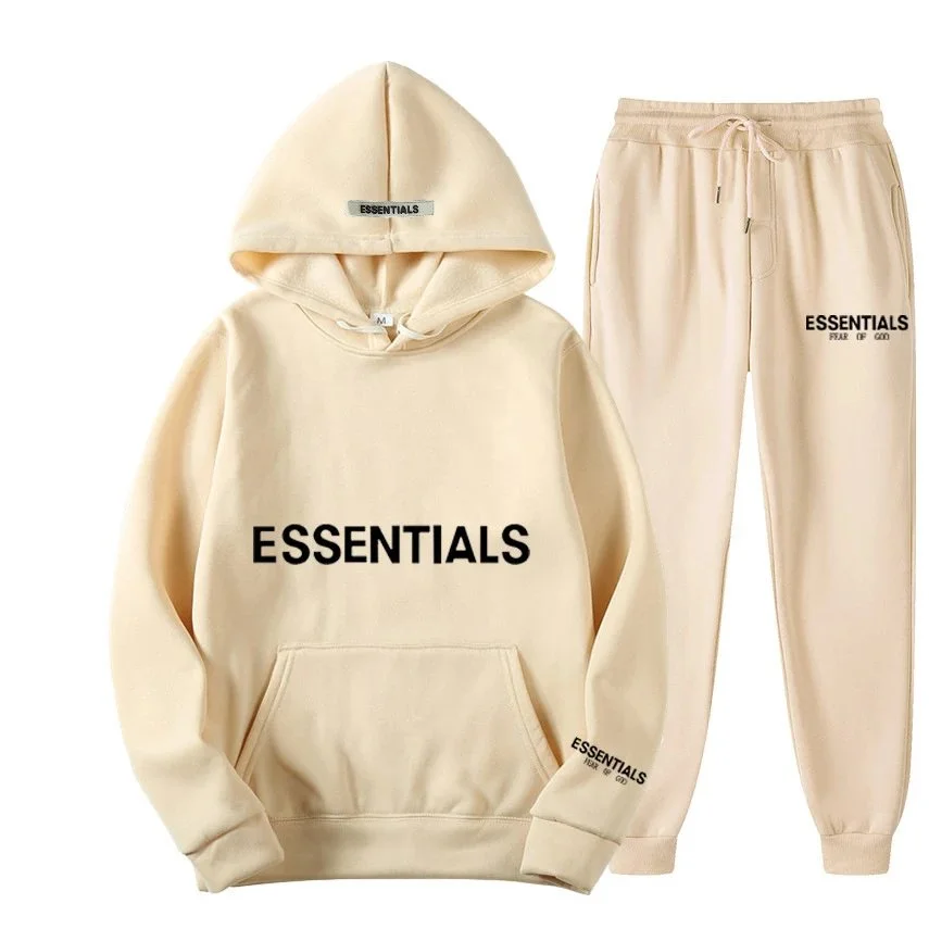 Fear of God Essentials Beige Hoodie & Pants Set