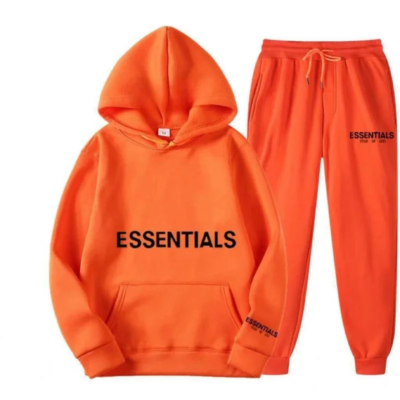 Fear of God Essentials Orange Hoodie & Pants Set