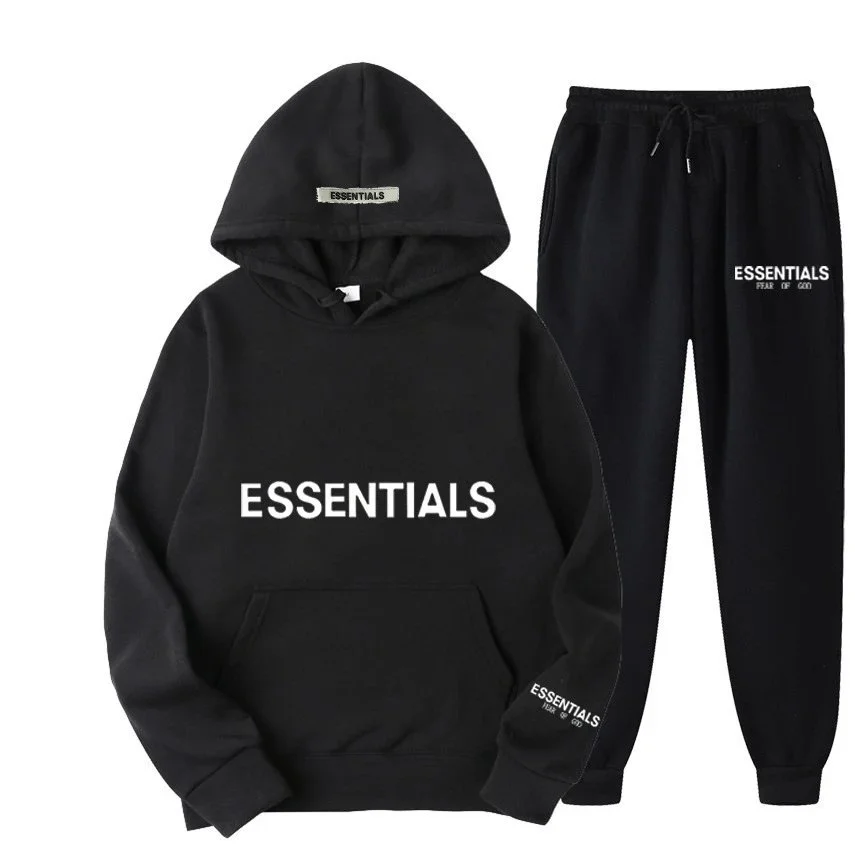 Fear of God Essentials Black Hoodie & Pants Set