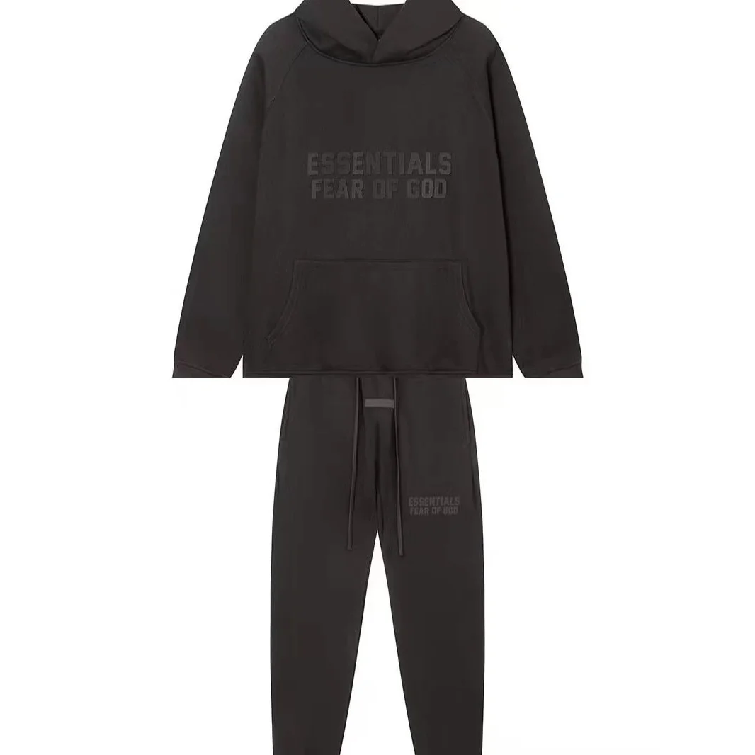 Fear of God Essentials Black Hoodie & Pants Set