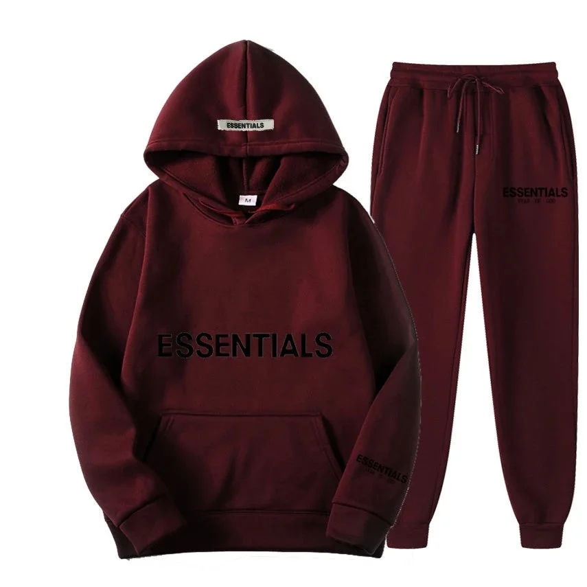 Fear of God Essentials Wine Red Tracksuit Set