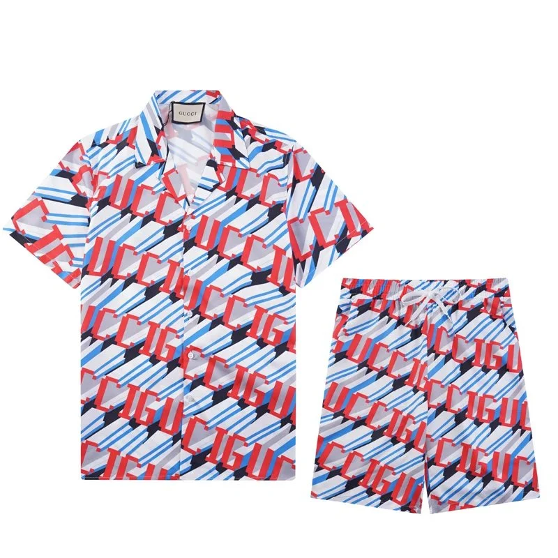 Gucci Letter Print Shorts Set Sail/Red Casual
