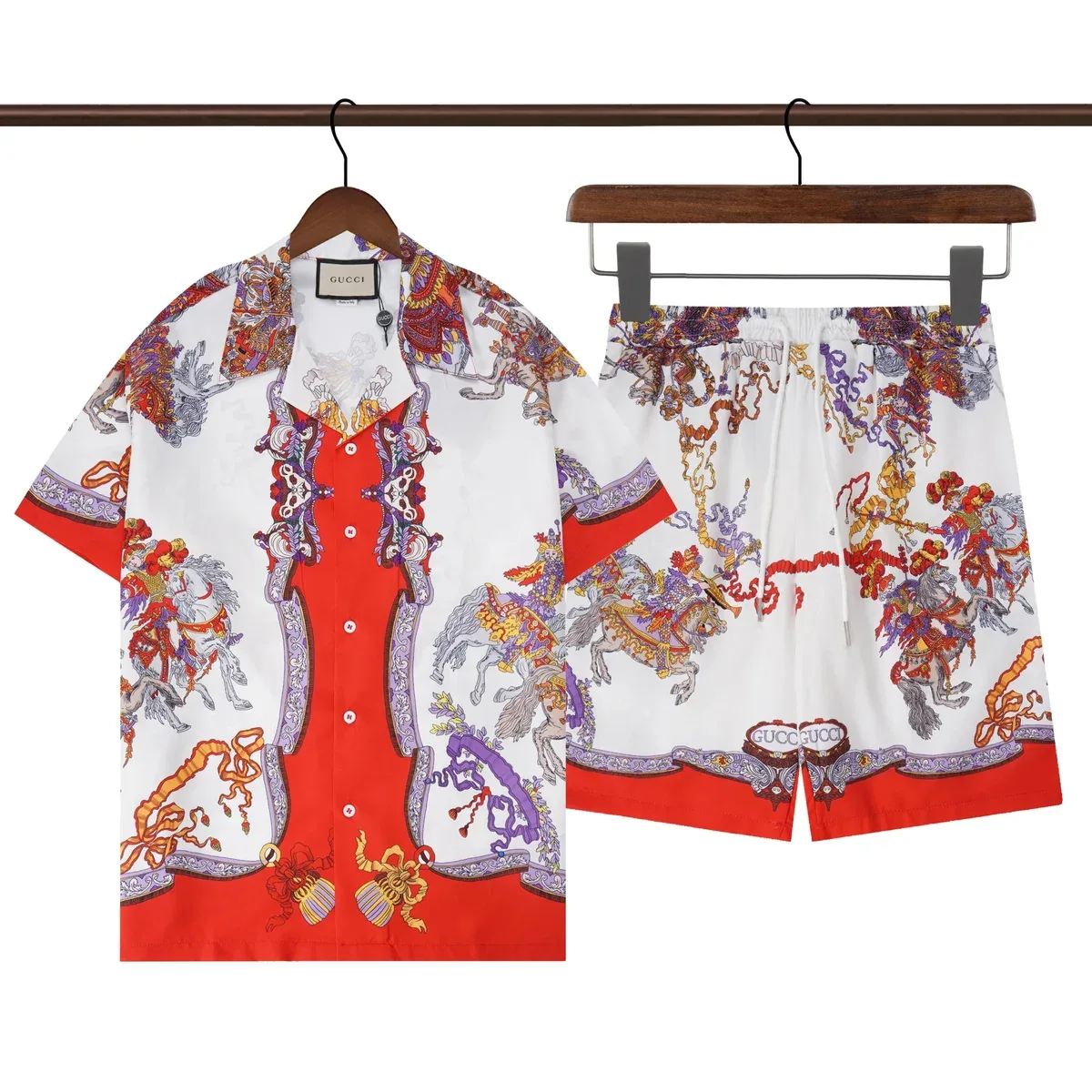 Gucci Printed Shirt & Shorts Set Red/White