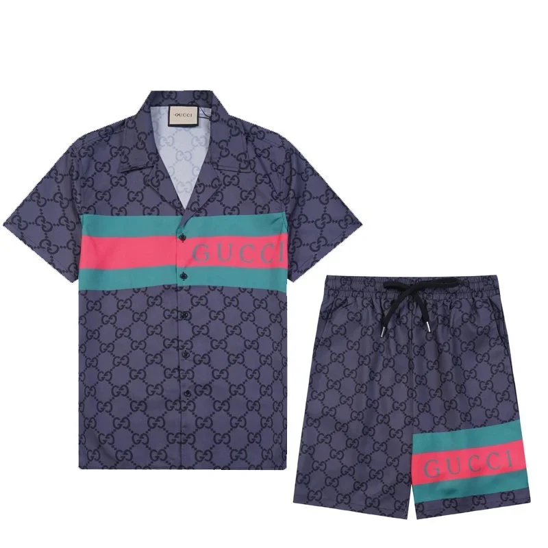Gucci GG Monogram Striped Shorts Set