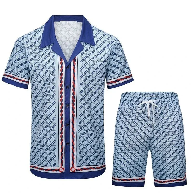 Men's Blue & White Patterned Co-ord Set