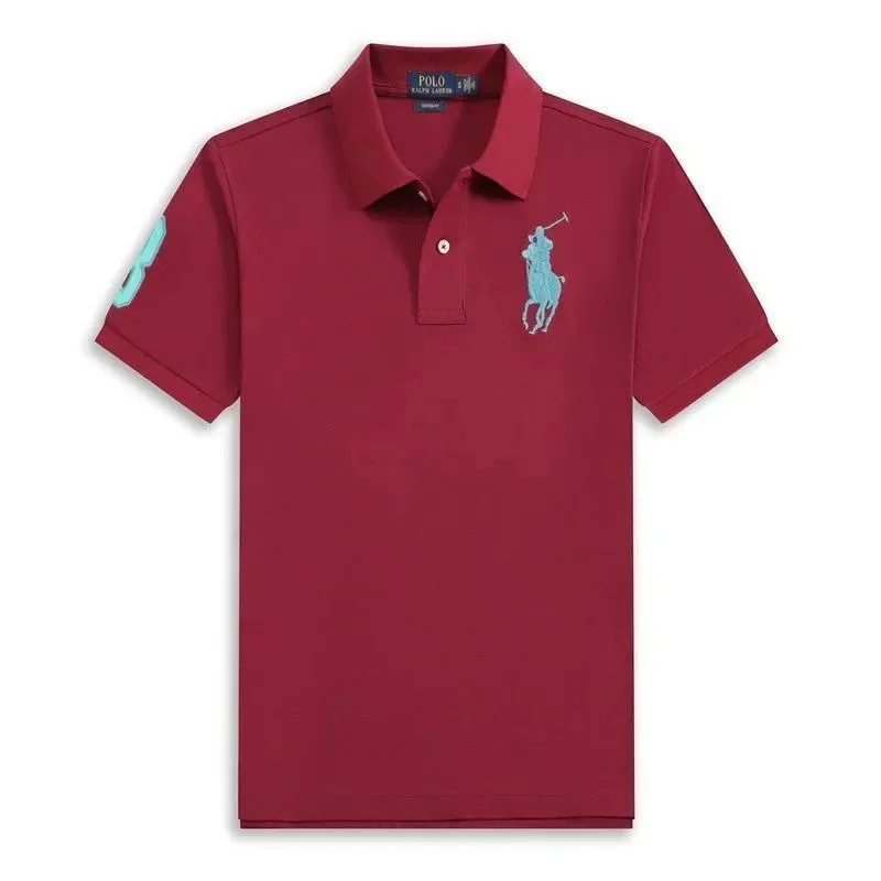 Polo Ralph Lauren Big Pony Polo酒红大浅蓝标 T-Shirt