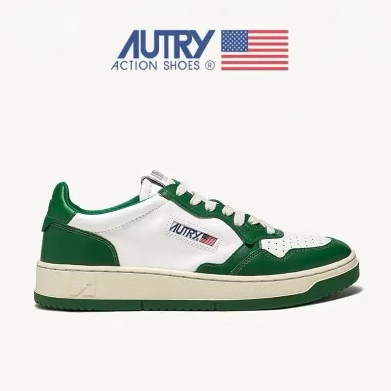 Autry White/Green Low Top Sneakers