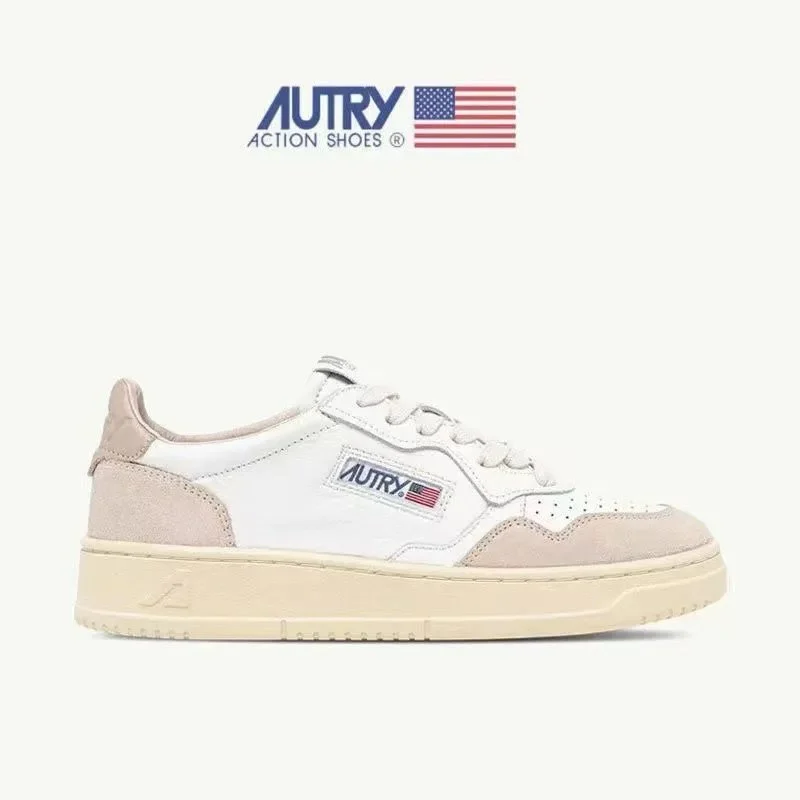 Autry White & Beige Low Sneakers