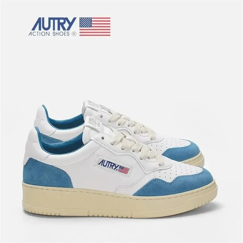 Autry White & Blue Low Top Sneakers