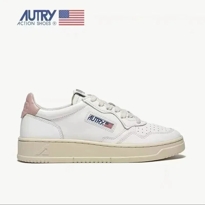 Autry White Pink Low Top Sneakers