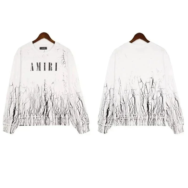 Amiri White Cracked Print Long Sleeve T-Shirt
