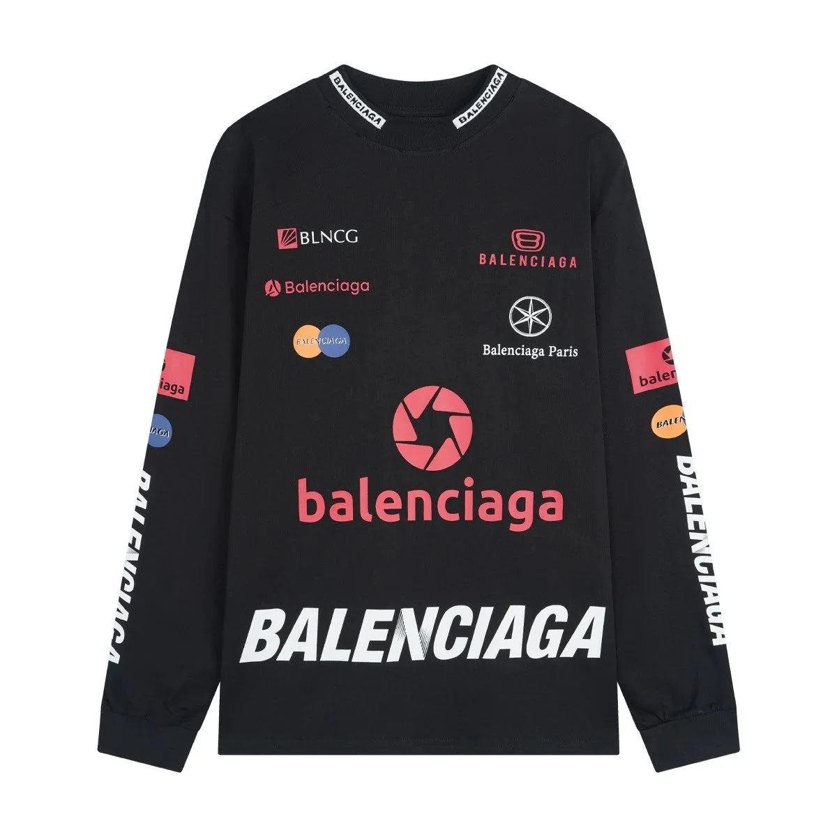 Balenciaga Black Logo Print Long Sleeve T-Shirt