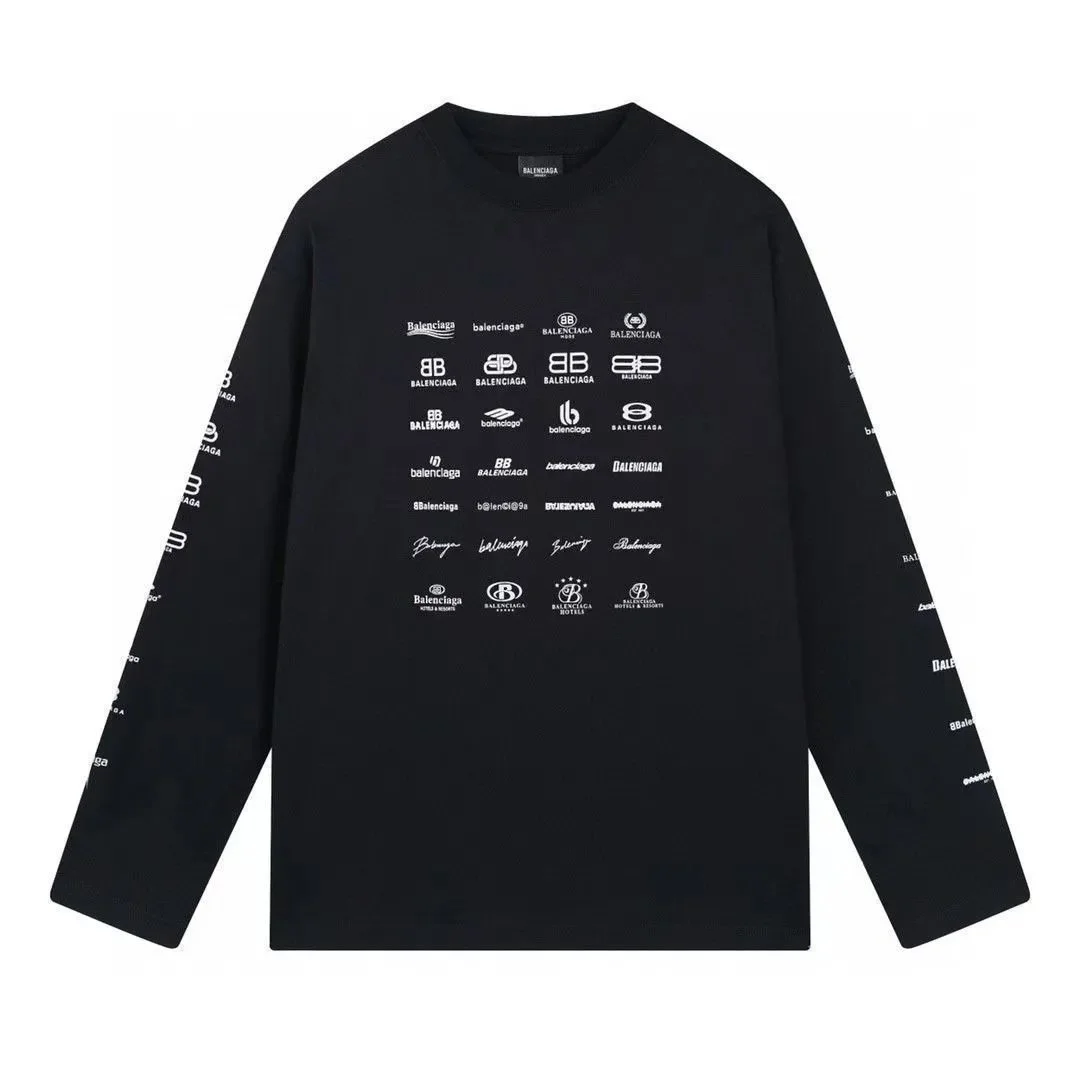 Balenciaga Logo Print Long Sleeve T-Shirt Black