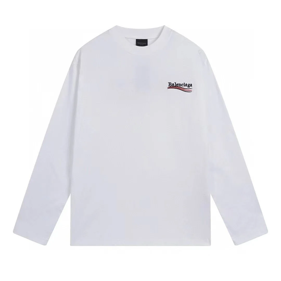 Balenciaga White Logo Long Sleeve T-Shirt