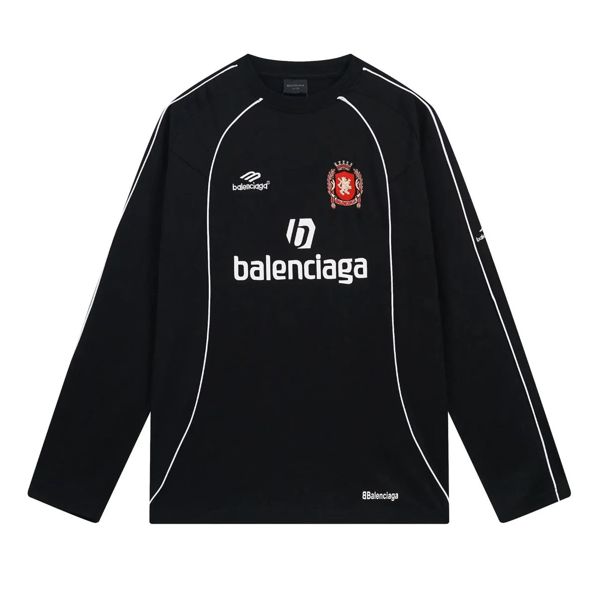 Balenciaga Black Long Sleeve T-Shirt with Crest