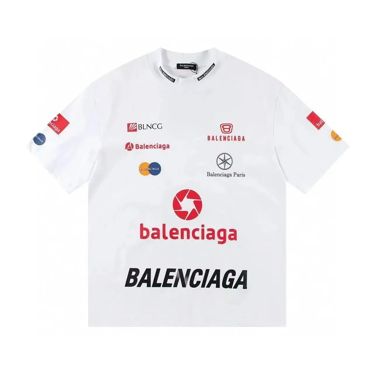 Balenciaga White Logo Print T-Shirt