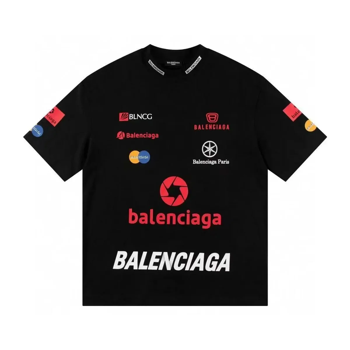 Balenciaga Triple Black T-Shirt with Logo Print