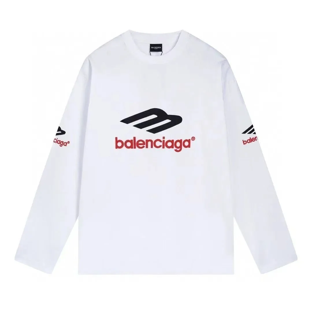 Balenciaga White 'M' Logo Long Sleeve T-Shirt