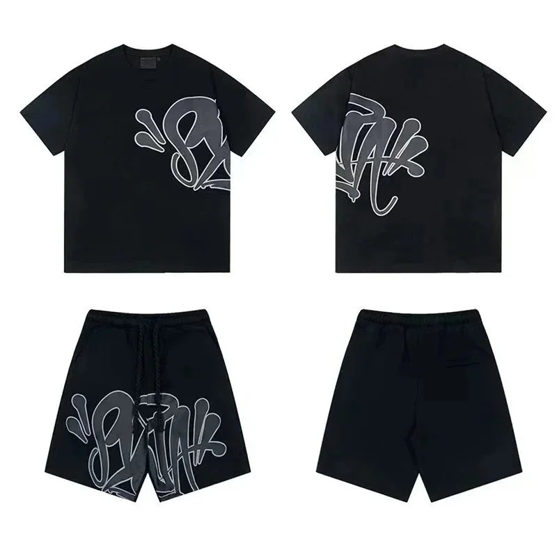 Black BB-12 Graffiti Print Set - T-Shirt & Shorts
