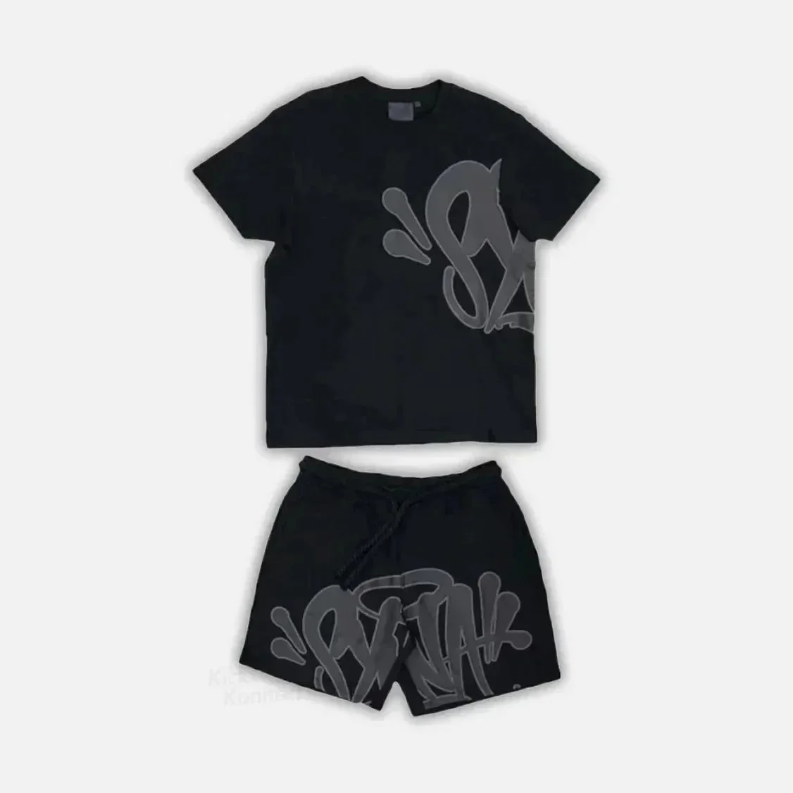 Black Graffiti Print Set - T-Shirt & Shorts