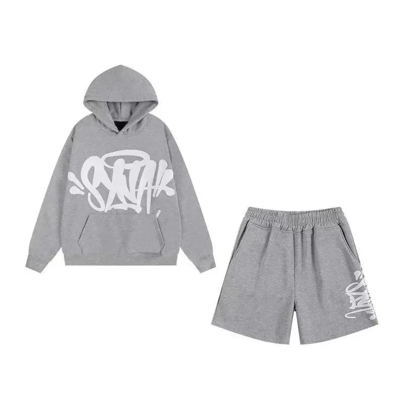 Gray BB-21 Graphic Hoodie & Shorts Set