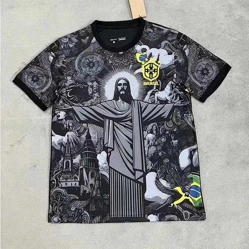 Unisex Black Jesus & Brazil Print T-Shirt