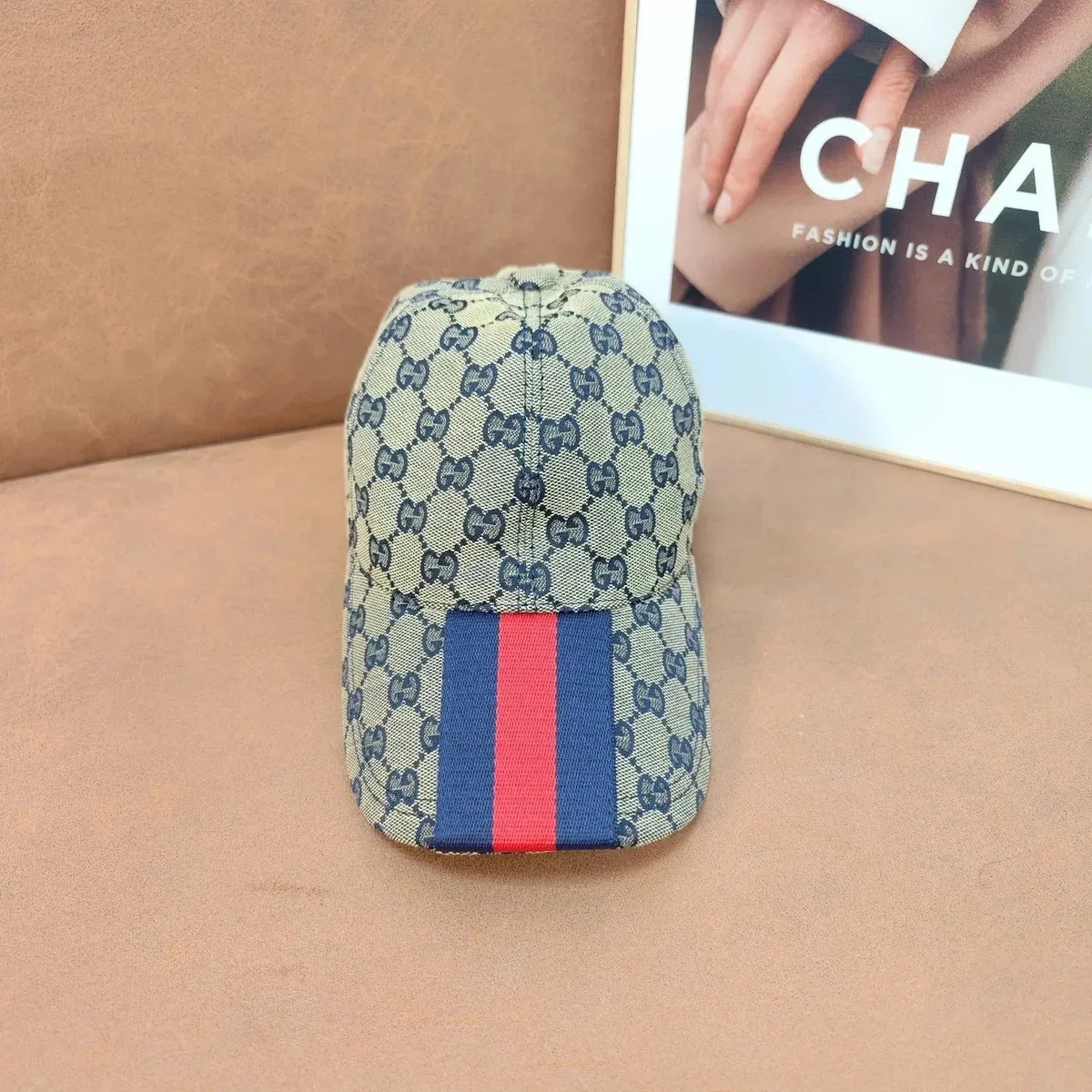 Gucci GG Monogram Beige & Blue Cap