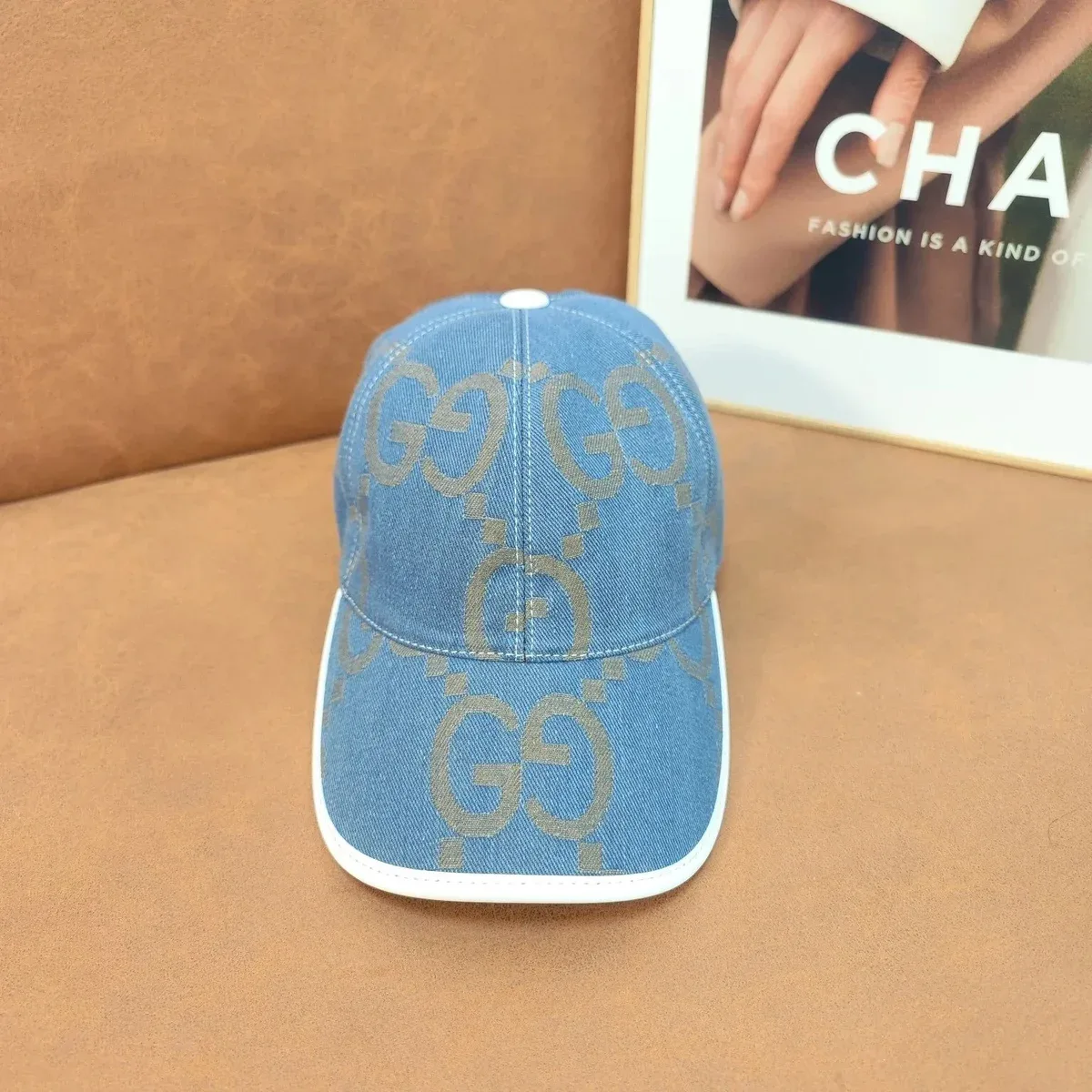 Gucci GG Denim Cap Blue Headwear