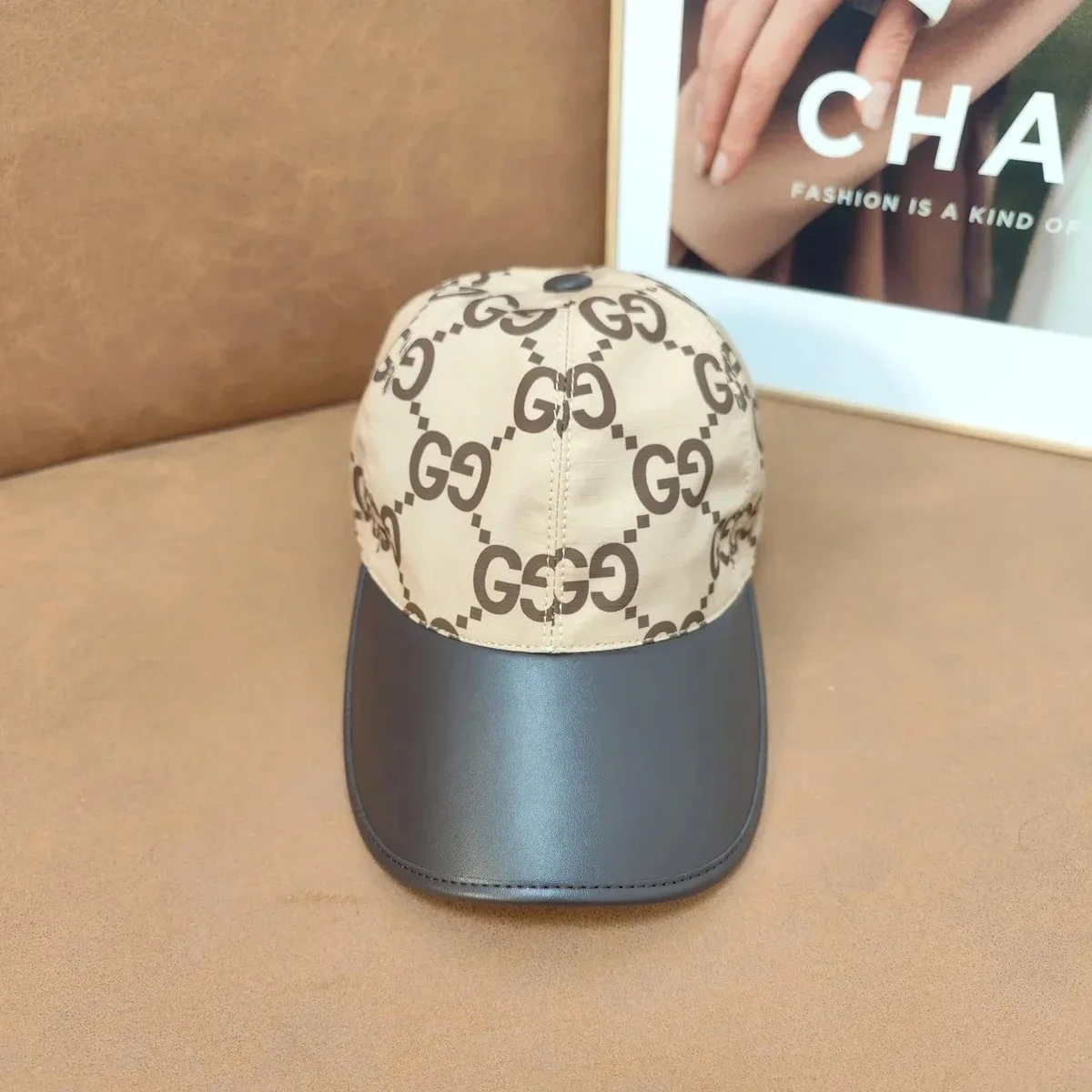 Gucci GG Monogram Beige & Black Cap