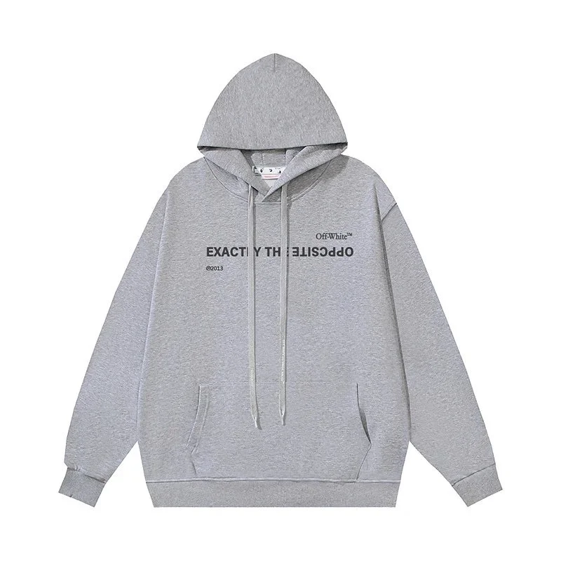 Off-White Grey Oversized Hoodie with Text Print