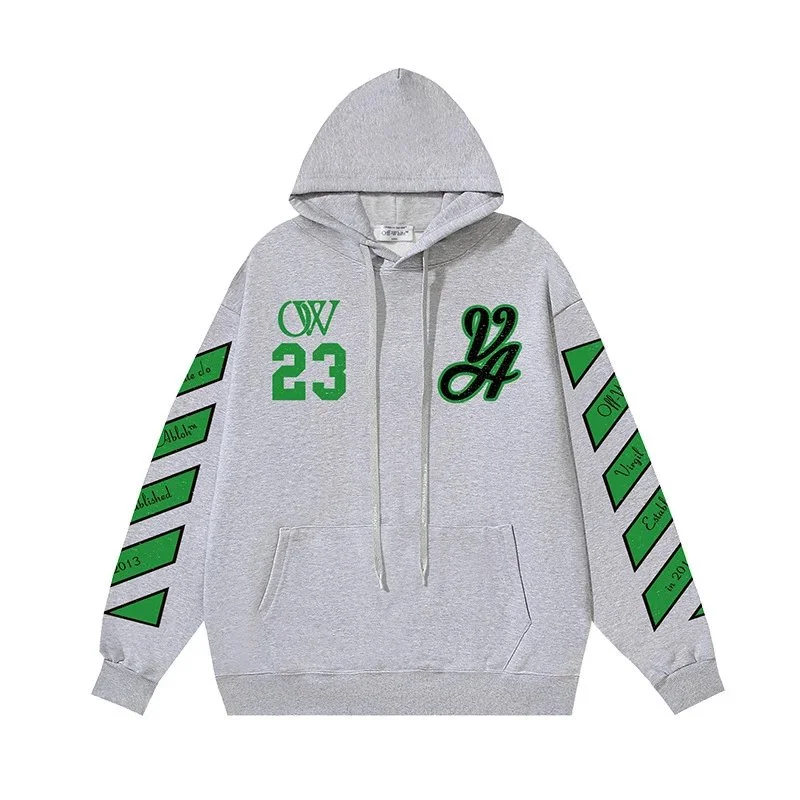 Off-White OW 23 Hoodie Grey Green Print