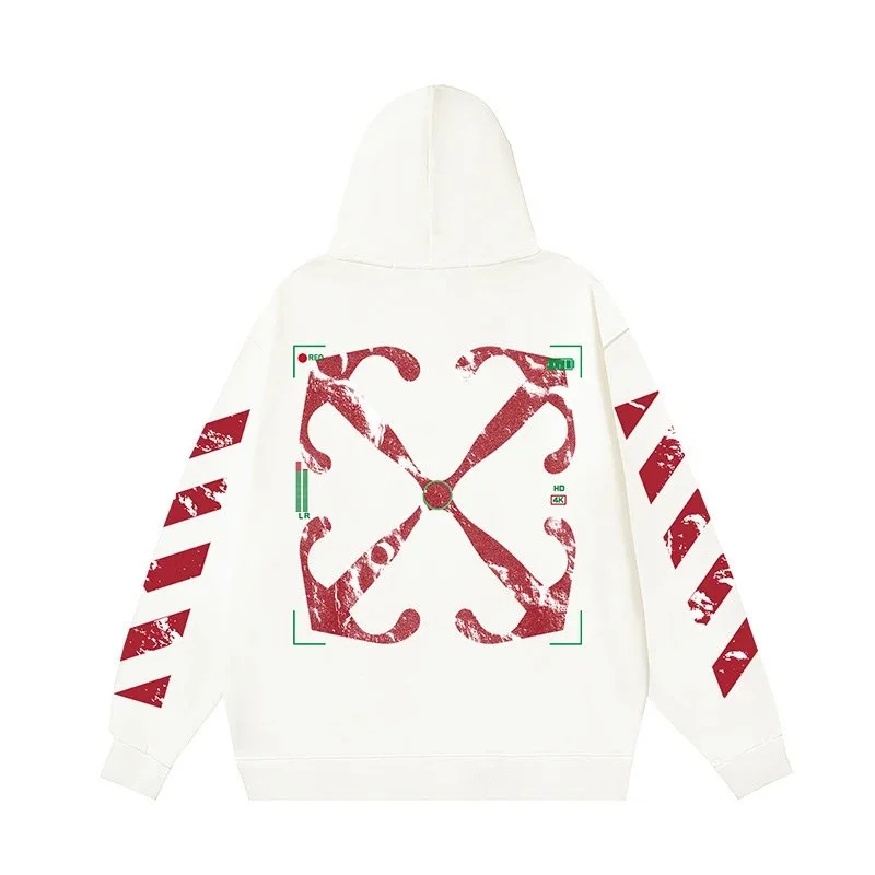 Off-White OW Hoodie White Red Graphic Sweatshirt