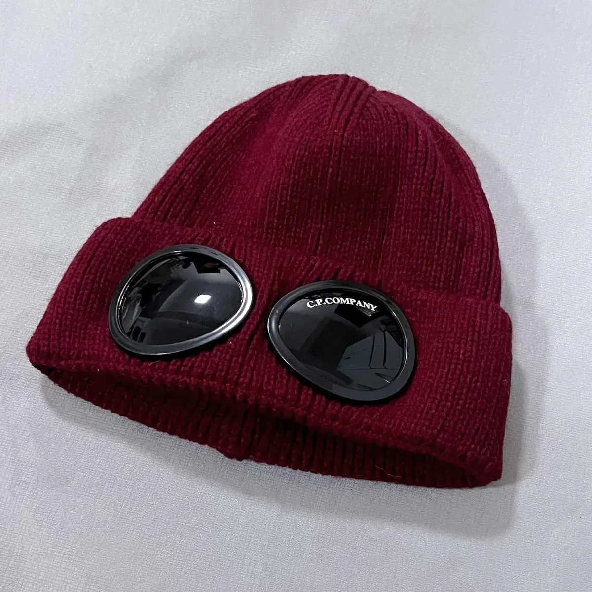 C.P. Company Goggle Beanie Wine Red Headwear