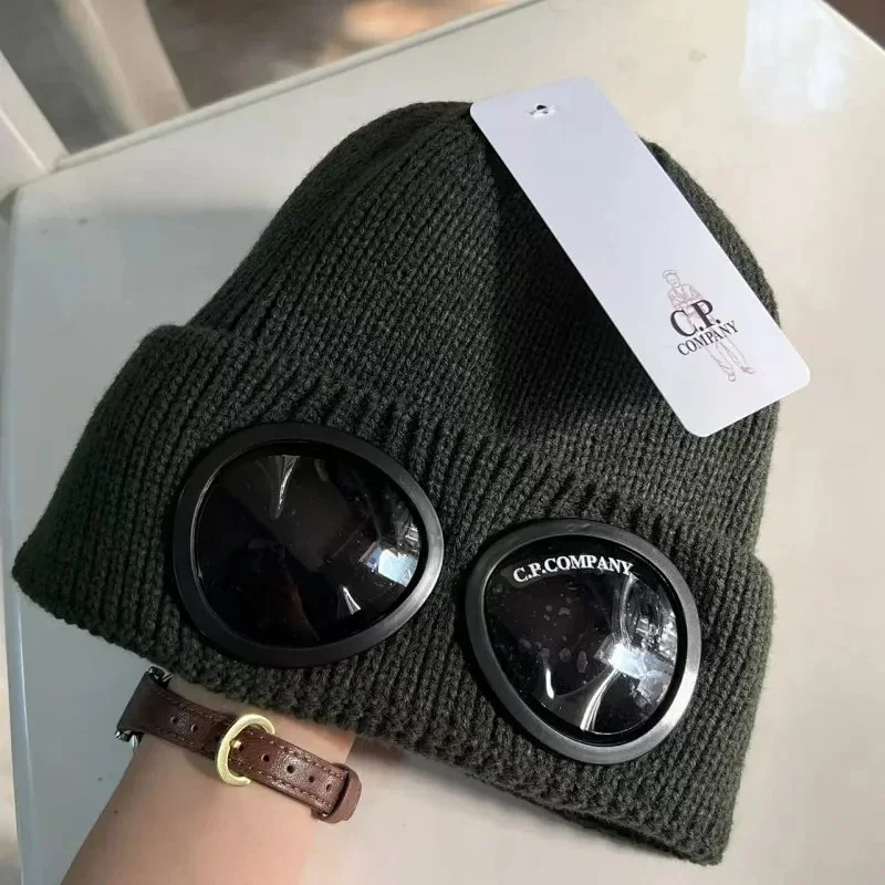 C.P. Company Goggle Beanie Olive Green Headwear