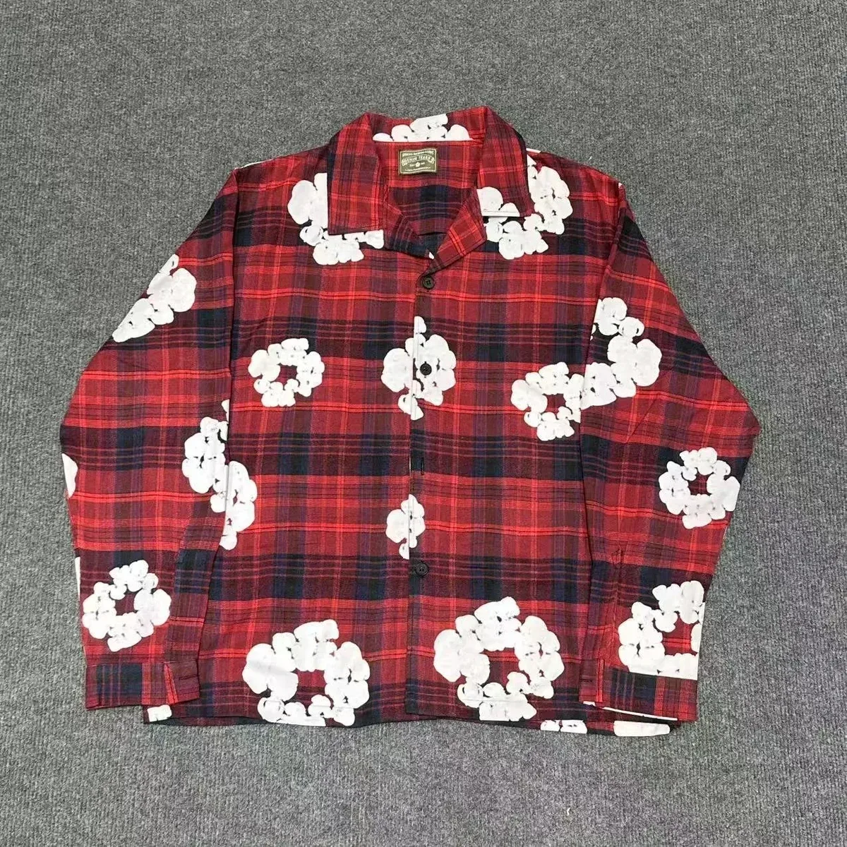 Flannel Popcorn Print Shirt Red/White Casual Top