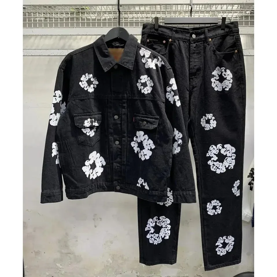 Levi's 501 Flower Print Denim Jacket & Jeans Set