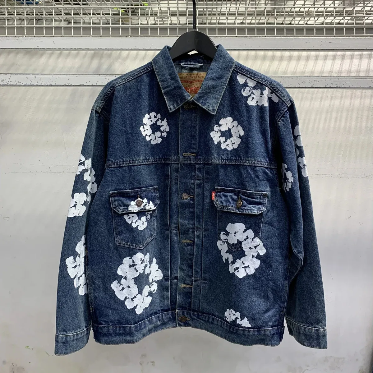 Levi's Floral Denim Jacket Blue White