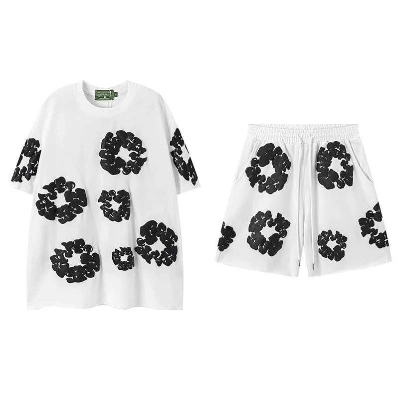 White Black Floral Co-ord Set Casual