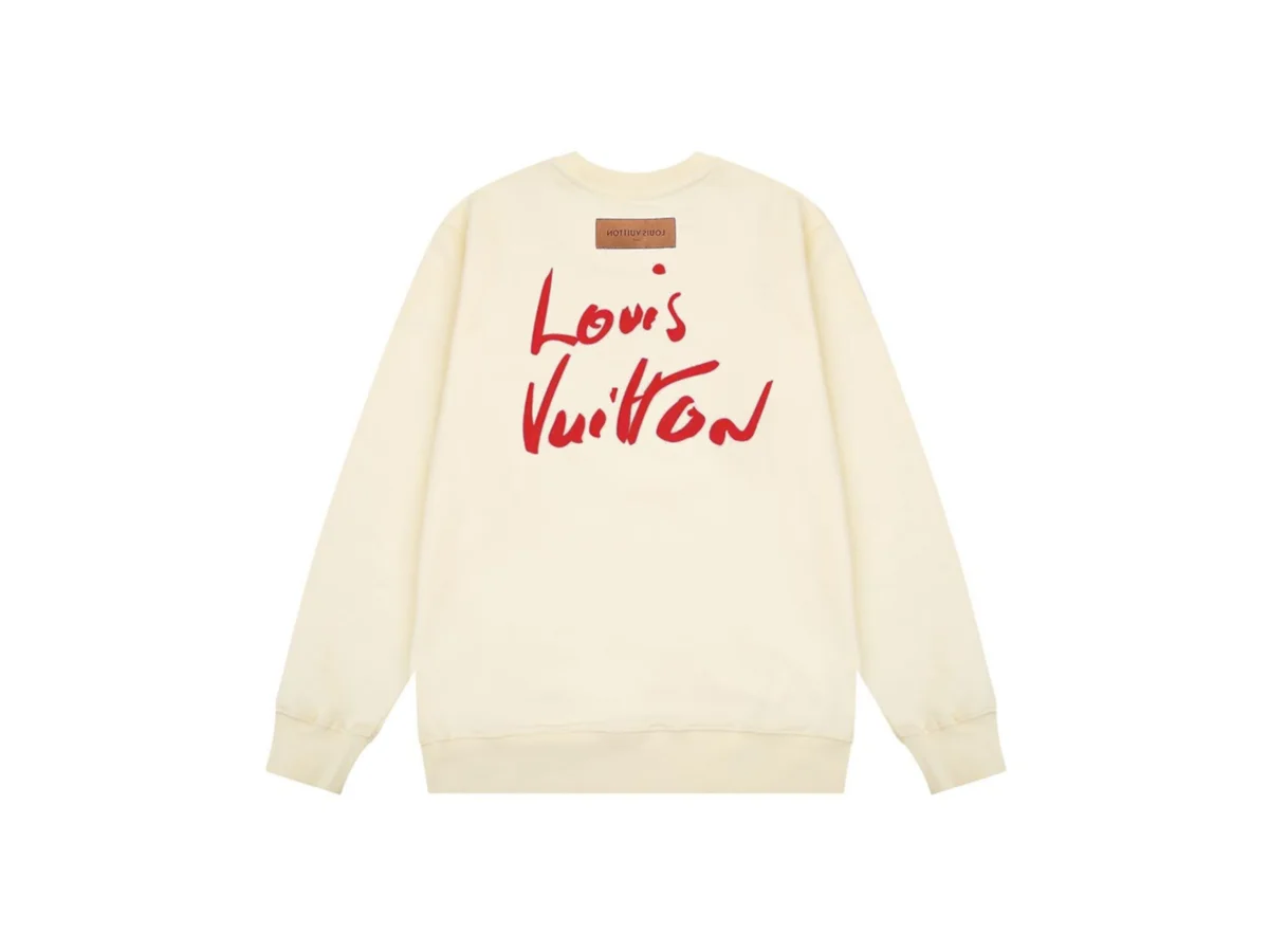 Louis Vuitton Cream Red Script Sweatshirt